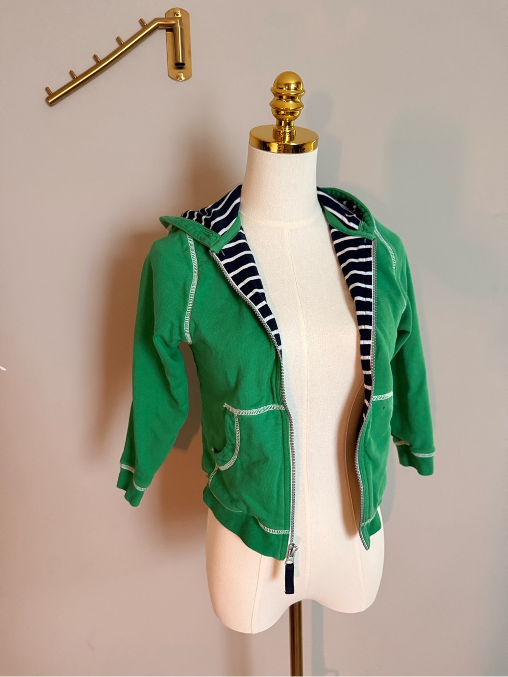 Hanna Andersson Green Zip-Up Hoodie, Size 120 (6–7Y)